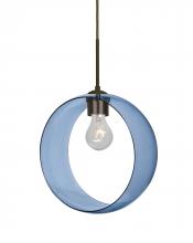 Besa Lighting 1JC-PLATOBL-BR-NI-L - Besa, Plato Cord Pendant, Blue, Bronze Finish, 1x60W Medium Base, 15Ft. Cord