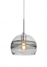Besa Lighting 1JC-SPIR8SC-EDIL-SN-L - Besa Spirit 8 Pendant, Smoke/Clear, Satin Nickel Finish, 1x8W LED Filament, 15Ft. Cor