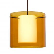 Besa Lighting 1TT-G18407-BR-L - Besa Stem Pendant Pahu 12 Bronze Transparent Armagnac 1x100W Medium Base, 15Ft. Cord