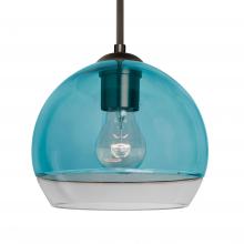 Besa Lighting J-ALLY8BL-BR-L - Besa, Ally 8 Cord Pendant For Multiport Canopy, Coral Blue/Clear, Bronze Finish, 1x60