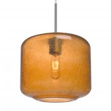 Besa Lighting J-NILES10AM-SN-L - Besa Niles 10 Pendant For Multiport Canopy, Amber Bubble, Satin Nickel Finish, 1x60W