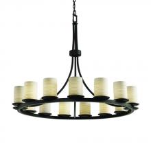 Justice Design Group POR-8715-10-PLET-MBLK - Dakota 15-Light 1-Tier Ring Chandelier