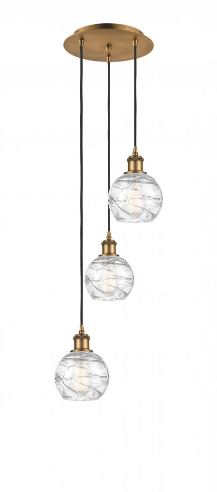 Athens Deco Swirl - 3 Light - 12 inch - Brushed Brass - Cord hung - Multi Pendant