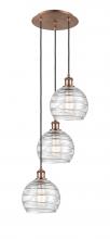 Innovations Lighting 113B-3P-AC-G1213-8 - Athens Deco Swirl - 3 Light - 15 inch - Antique Copper - Cord hung - Multi Pendant