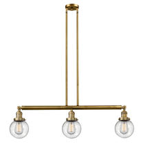 Innovations Lighting 213-BB-G204-6 - Beacon - 3 Light - 39 inch - Brushed Brass - Stem Hung - Adjustable Island Light