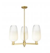 Innovations Lighting 716-3CR-SG-G484-7OP - Brookhaven Flute - 3 Light - 18 inch - Satin Gold - Flush Mount