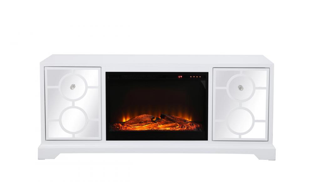 Elegant Mirrored TV Stand with Fireplace Insert - Thumbnail 5